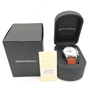 Armani Emporio White Dial Brown Leather Chronograph Mens Watch with Box
