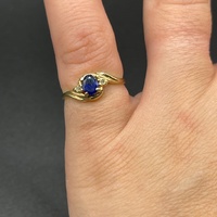 Ladies 9ct Yellow Gold Blue Gemstone & Diamond Ring