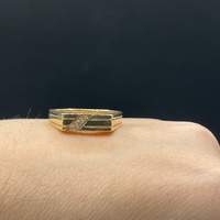 Mens 9ct Yellow Gold Diamond Signet Ring