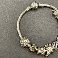 Ladies 925 Sterling Silver Pandora Snake Link Charm Bracelet