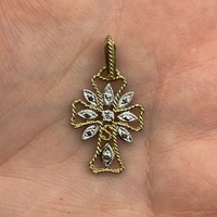 Ladies 9ct Two Tone Gold Cross Pattern Pendant