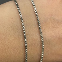 Unisex 925 Sterling Silver Box Link Necklace