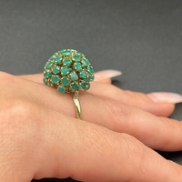 Ladies 10ct Yellow Gold Cluster of Green Gemstone Ring