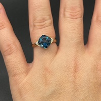 Ladies 14ct Yellow Gold Blue Gemstone Ring