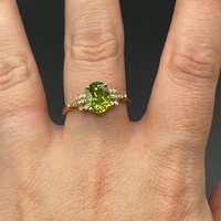 Ladies 10ct Yellow Gold Green Gemstone & Diamond Ring
