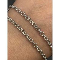 Ladies 925 Sterling Silver Cable Link Chain & Disc Pendants