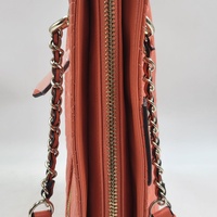 GUESS Coral Pink Quilted Geometric Chain Shoulder Tote Bag Handbag