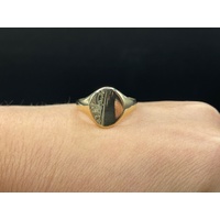 Mens 9ct Yellow Gold Oval Signet Ring