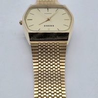 Reble Womens Quartz Watch Gold Square Case Stainless Steel Mesh RM7514