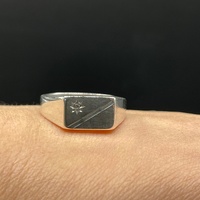 Mens 925 Sterling Silver CZ Signet Ring