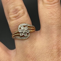 Ladies 9ct Yellow Gold Natural Diamond Cluster Ring