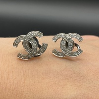 Ladies 14ct White Gold CC Diamond Stud Earrings