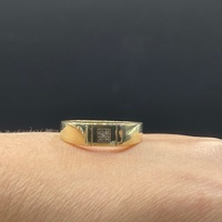 Mens 9ct Yellow Gold Diamond Signet Ring