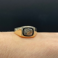 Mens 9ct Yellow Gold Diamond Signet Ring