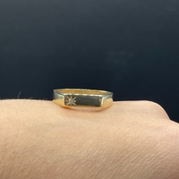 Mens 9ct Yellow Gold Diamond Signet Ring