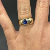 Ladies 14ct Yellow Gold Blue Gemstone Ring