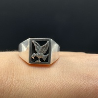 Mens 925 Sterling Silver Eagle Diamond Ring