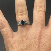 Ladies 18ct White Gold Blue Sapphire & Diamond Ring