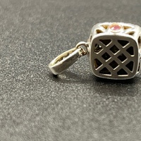 Ladies 10ct White Gold Blue Sapphire & Diamond Pendant