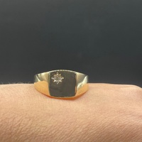 Mens 9ct Yellow Gold Natural Diamond Signet Ring