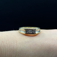 Mens 10ct Yellow Gold Natural Diamond Ring