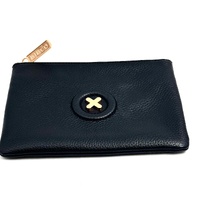 MIMCO 60252642 Day Dream Black Leather Wristlet Clutch Pouch Rose Gold Zip