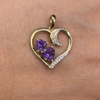 Ladies 9ct Yellow Gold Purple Stone Heart Pendant