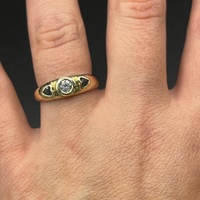 Ladies 9ct Yellow Gold Blue Gemstone and CZ Ring