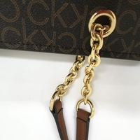 Calvin Klein Hailey Tote Bag H0GAJCR2 Brown Khaki Caramel Chain Zip