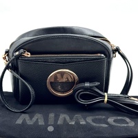 Mimco 60250329 Serene Crossbody Bag Black Pebbled Leather Rose Gold