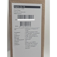 Acer Aspire Go 14 AG14-31P-C5M6 N100 4GB 128GB WUXGA Win11 Silver