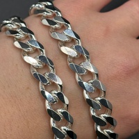 Mens 925 Sterling Silver Chunky Curb Link Necklace