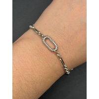 Ladies 925 Sterling Silver Paperclip & Belcher Link Bracelet