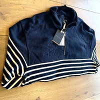 Tommy Hilfiger Placed Stripe 1/4 Zip Jumper XXL Men's Pullover Sweater Casual Knit Top