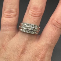 Ladies 18ct White Gold Multi Diamond Row Ring