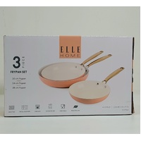 Elle Home EH3PFSAW 3 Piece Frypan Set Apricot Wash Non Stick Induction