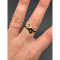 Unisex 9ct Yellow Gold Dragon Design Gemstone Ring