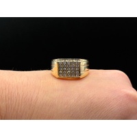 Mens 10ct Yellow Gold Diamond Ring
