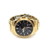 Citizen Gold Tone Stainless Steel Chronograph Quartz Mens Watch Black Dial