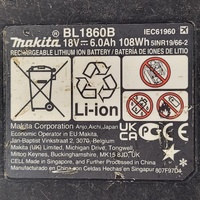 Makita 18V 6.0Ah Li-Ion Battery BL1860B Rechargeable Cordless Power Tool Battery