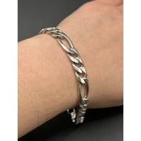 Unisex 925 Sterling Silver Figaro Link Bracelet