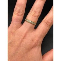 Ladies 9ct Yellow Gold Diamond Vintage Pattern Band Ring