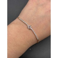 Ladies Stainless Steel Rose Gold Finish Swarovski Tennis Bracelet