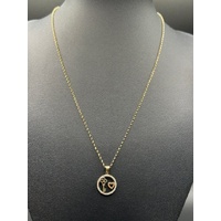 Ladies 9ct Yellow Gold Belcher Link Chain & Circle Pendant 