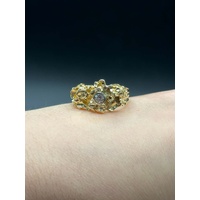 Unisex 14ct Yellow Gold Natural Diamond Ring