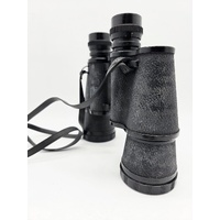 Birnie 10x50 Vintage Binoculars Coated Lenses 5° Field Black with Brown Case