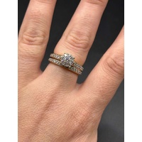 Ladies 9ct Yellow Gold Diamond Cluster Wedding Ring Set