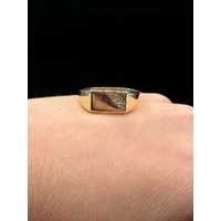 Mens 9ct Yellow Gold Diamond Signet Ring