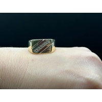 Mens 9ct Yellow Gold Diamond Signet Ring