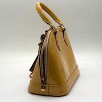 Louis Vuitton Alma BB Monogram Vernis Satchel Bag Beige Yellow with Strap